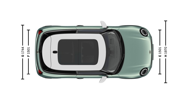 MINI Cooper 3 portes - dimensions - intro image bird view